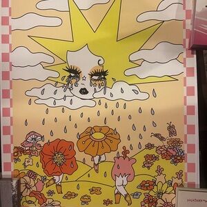 Valfre Sun and Flowers Illustration - Yellow, Pink, Orange